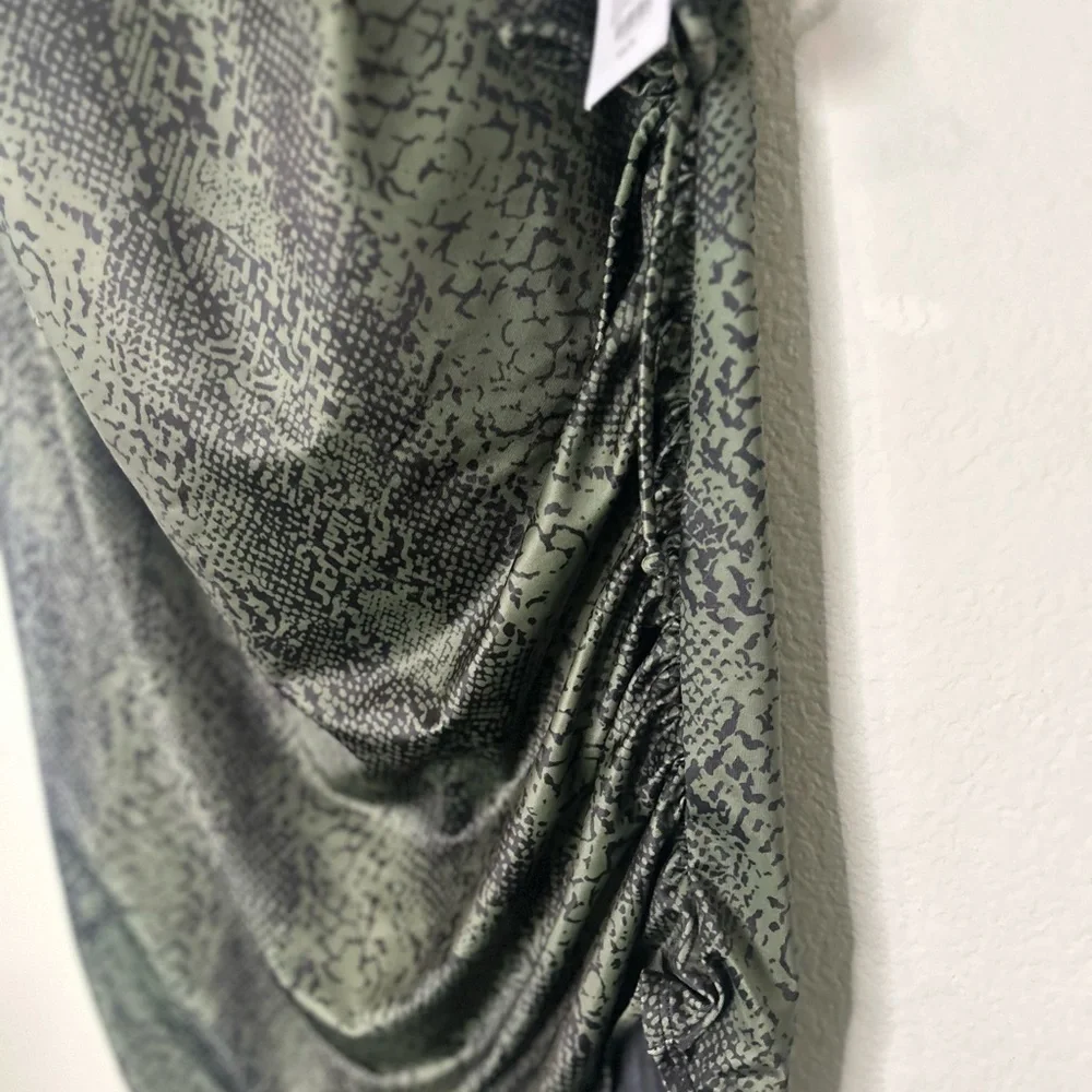 NWT Lane Bryant cacique green snake print one shoulder 1 piece swim suit 26